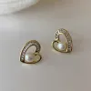Lifanti 1668 Pearl and zirconium heart-shaped stud earrings for women, romantic and elegant earrings, S925 sterling silver needle, Dongdaemun, South Korea, exuding elegance Application Scenario